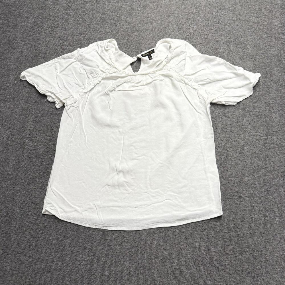Mossimo Dutti Blouse Top Women's Small White Ruched Seams